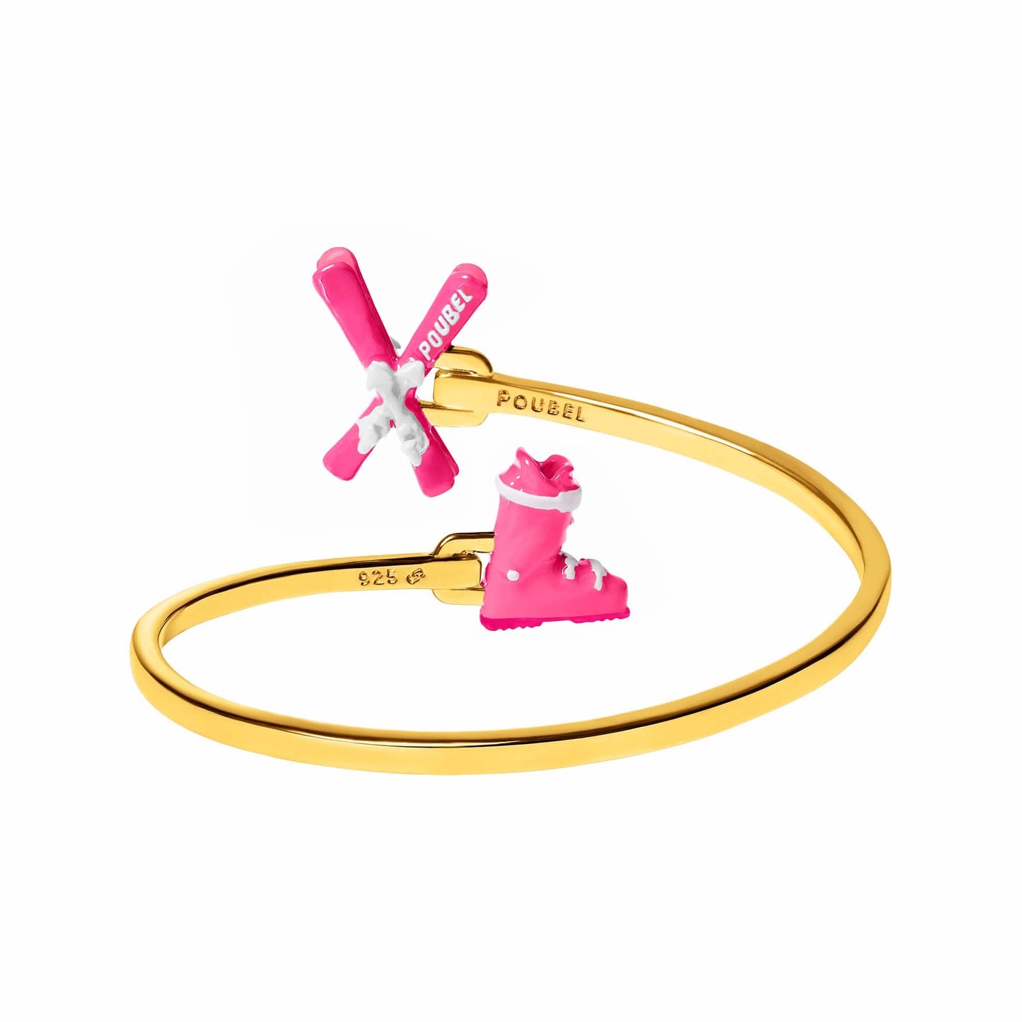 Pink Skis & Pink Ski Boot Bangle (Gold)