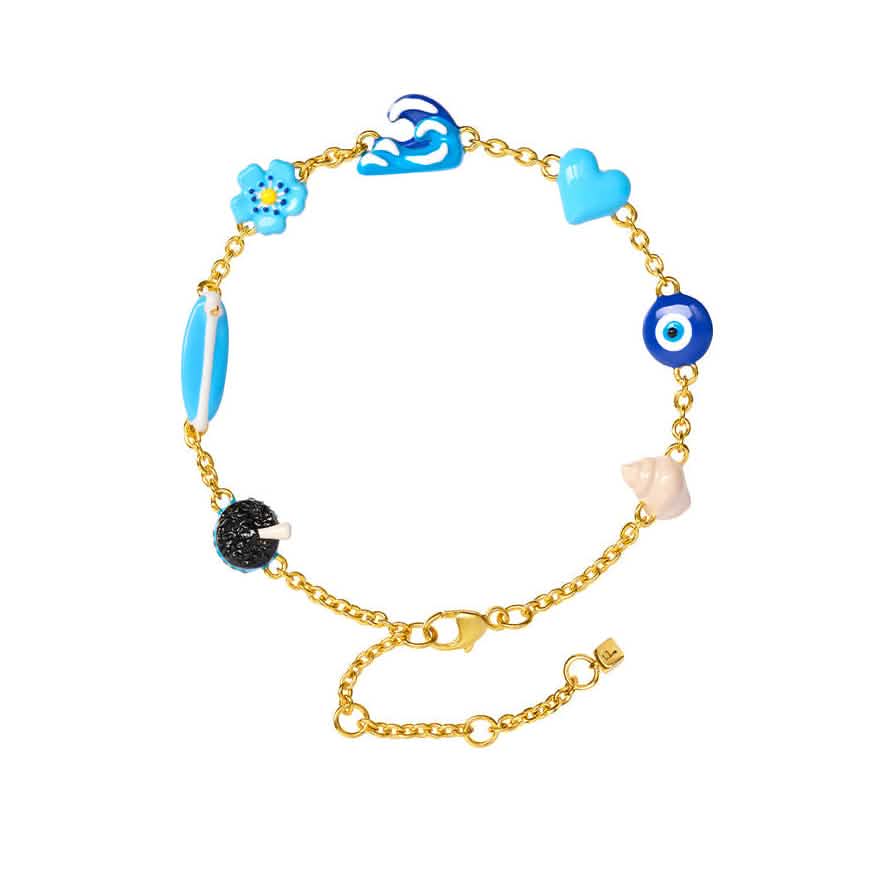 Azure Mini Charm Bracelet (Gold) – Poubel