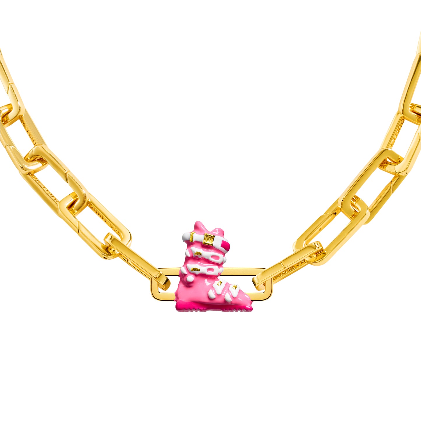 Pink Ski Boot Charm (Gold)