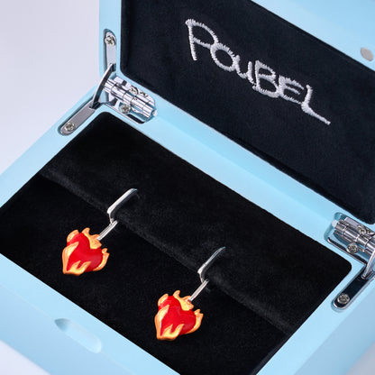Heart-On-Fire Pendant Earrings