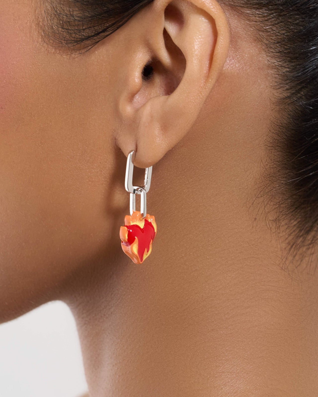Heart-On-Fire Pendant Earrings