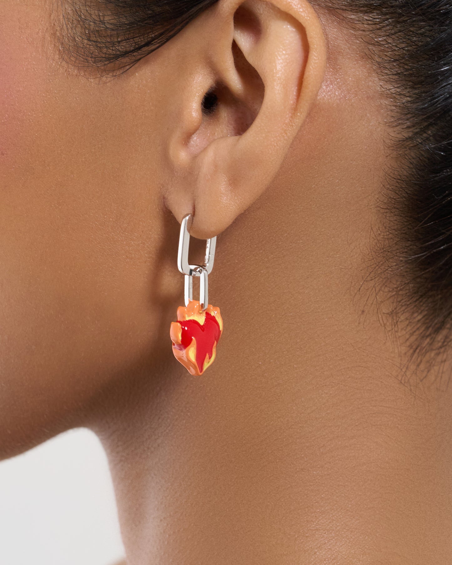Heart-On-Fire Pendant Earrings
