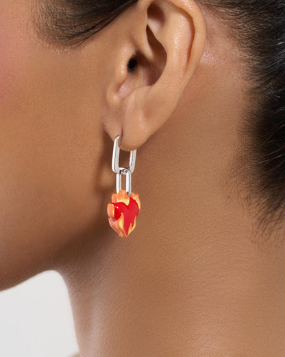 Heart-On-Fire Pendant Earrings