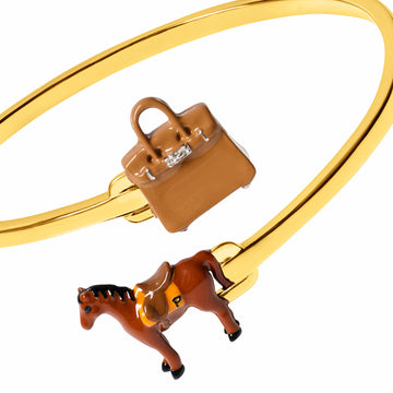 Horse & Bag Bangle (Gold)