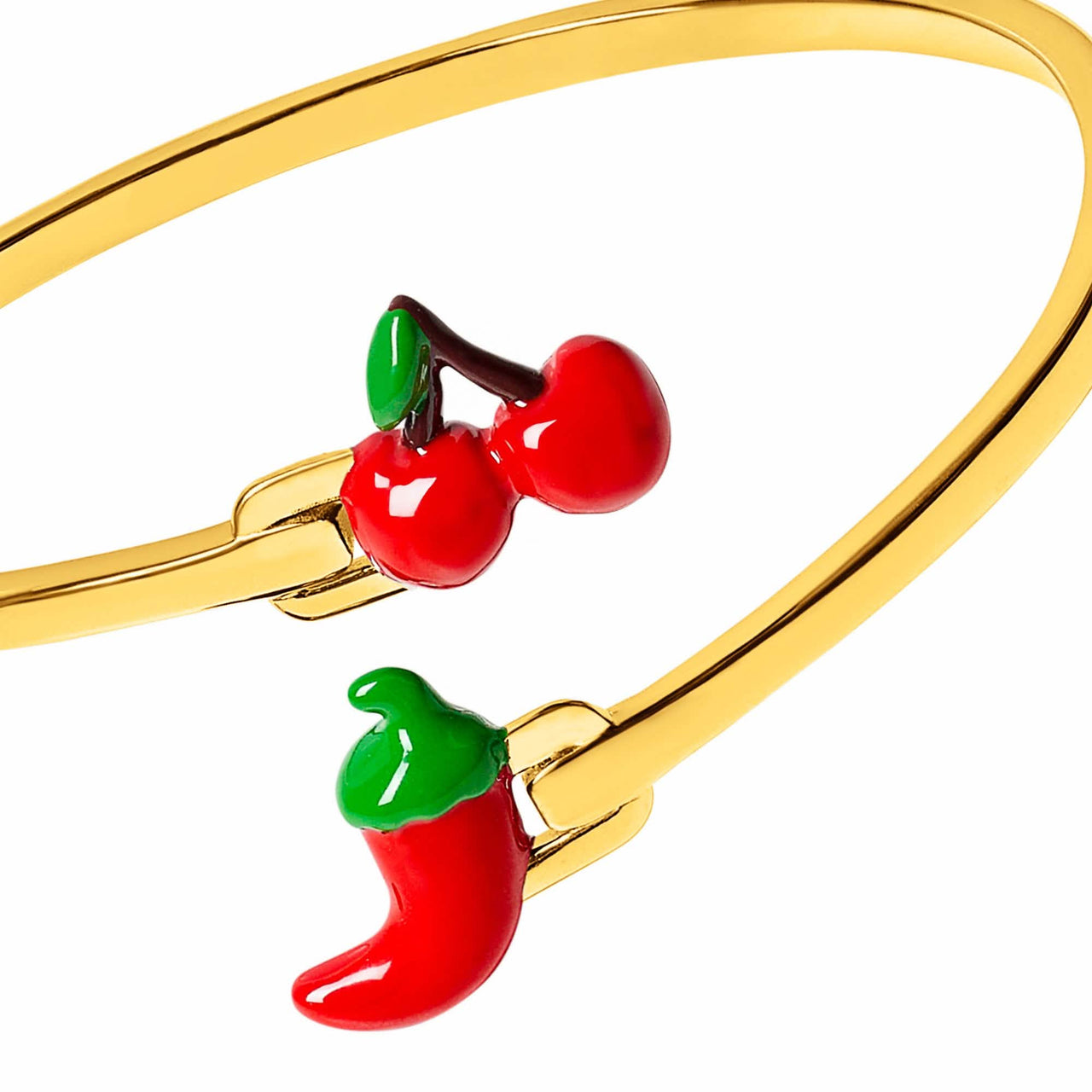 Cherry & Chilli Pepper Bangle (Gold)