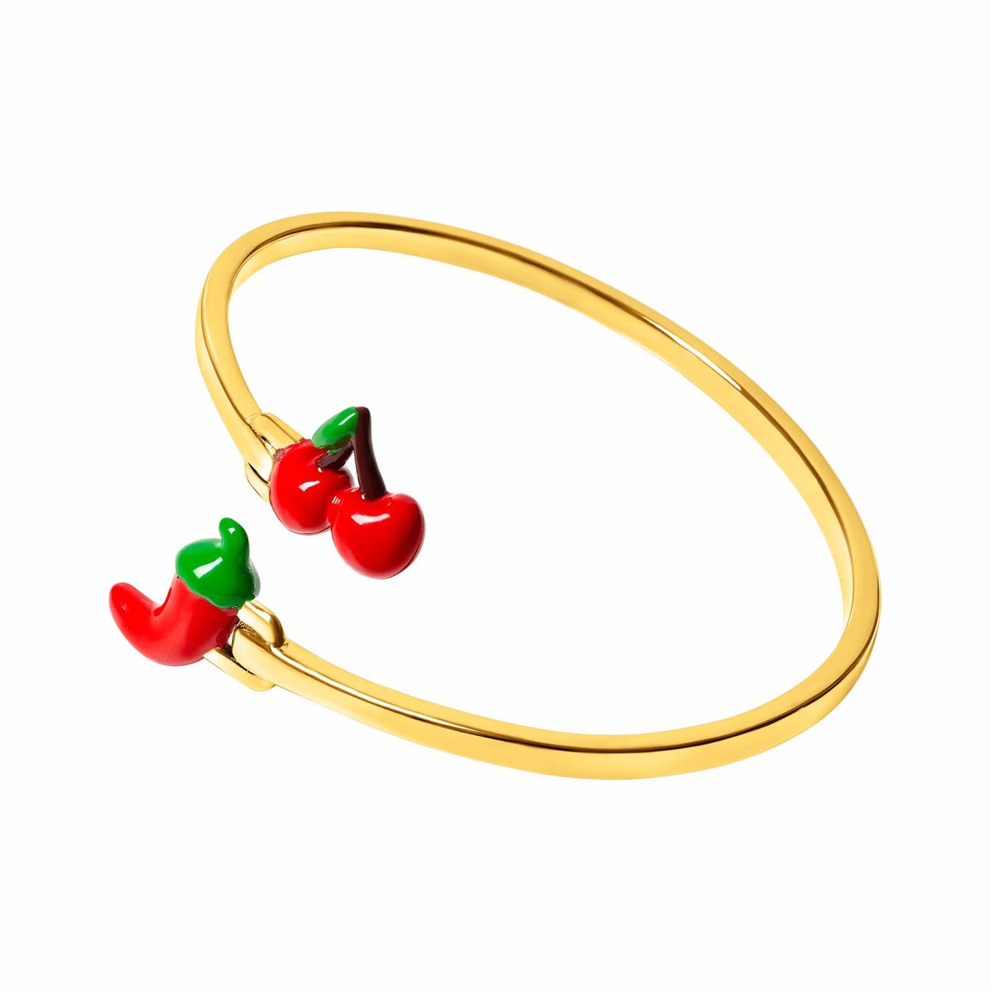 Cherry & Chilli Pepper Bangle (Gold)