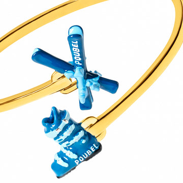 Skis & Ski Boot Bangle (Gold)