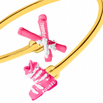 Pink Skis & Pink Ski Boot Bangle (Gold)