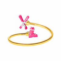 Pink Skis & Pink Ski Boot Bangle (Gold)