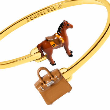 Horse & Bag Bangle (Gold)