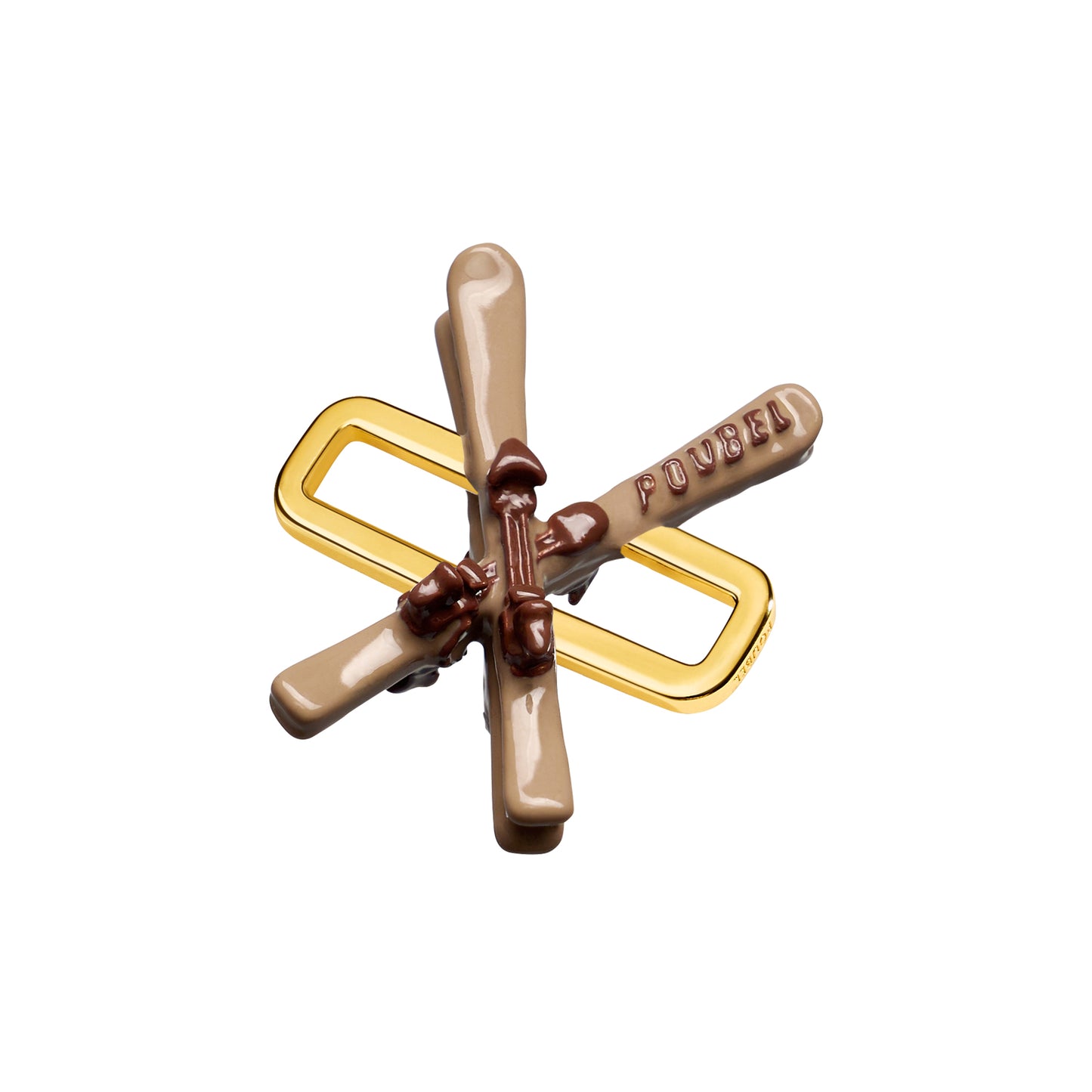 Beige Skis Charm (Gold)
