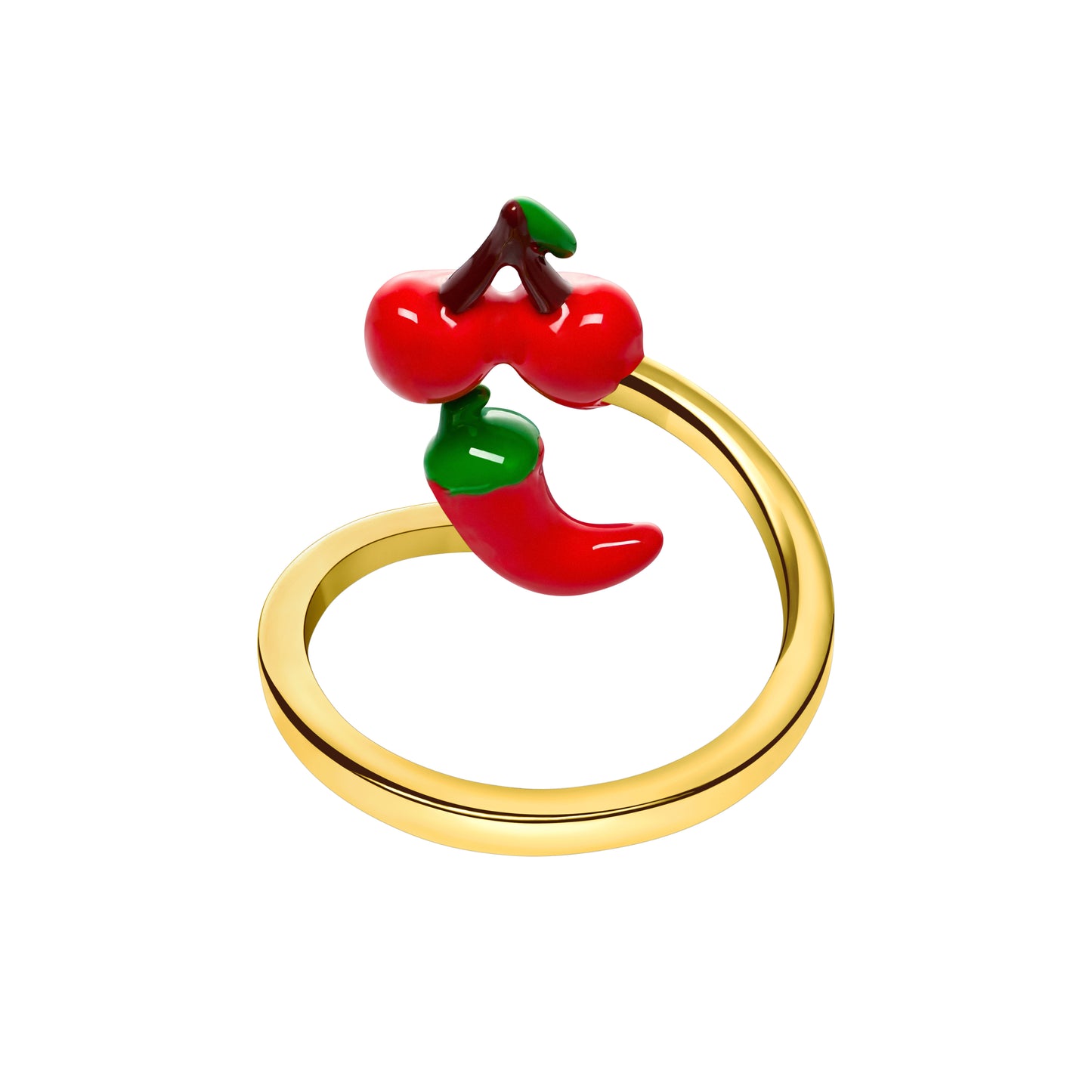 Cherry & Chilli Wrap Ring (Gold)