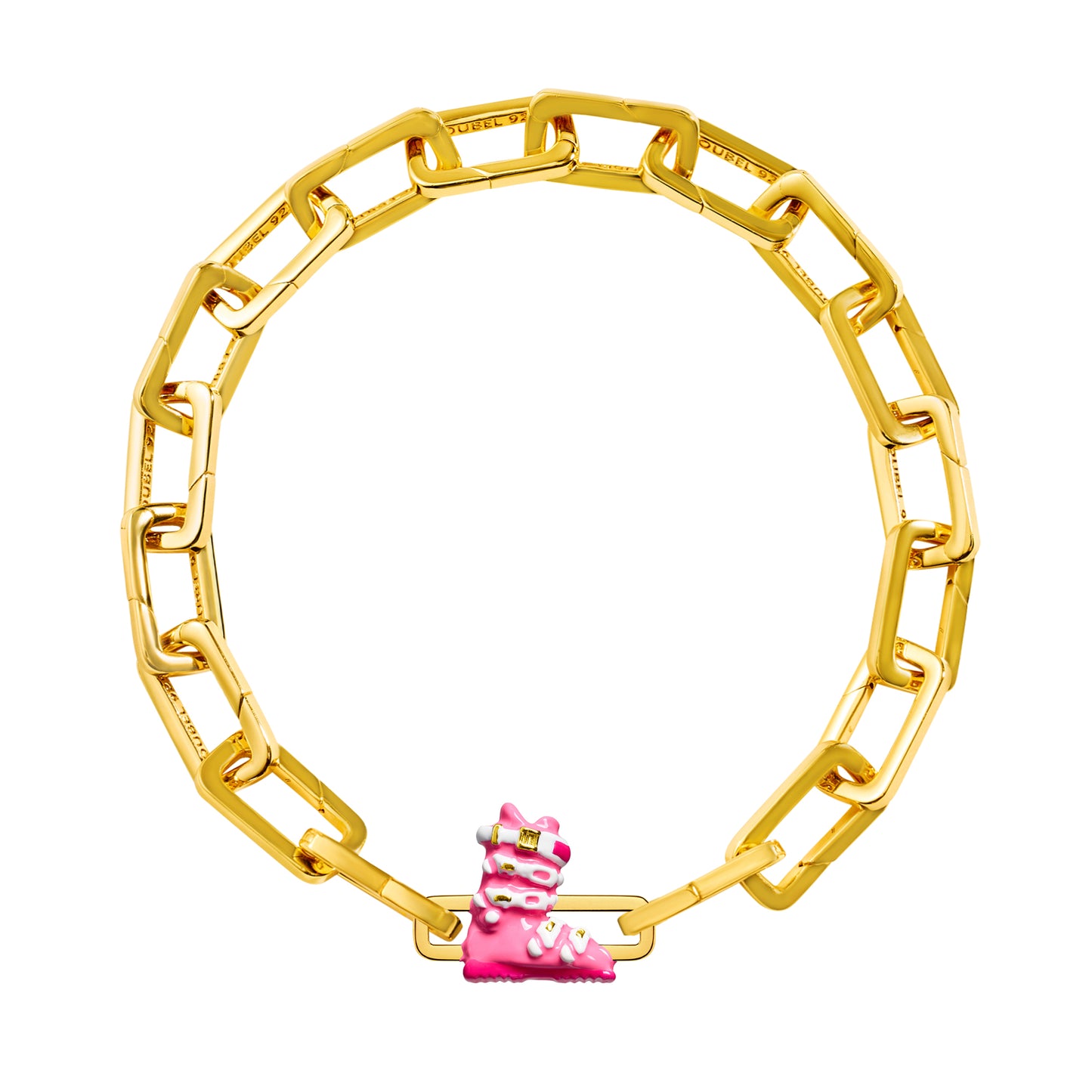 Pink Ski Boot Charm (Gold)