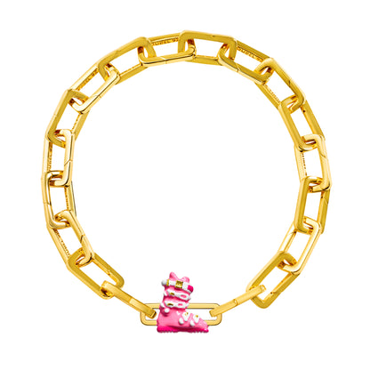 Pink Ski Boot Charm (Gold)