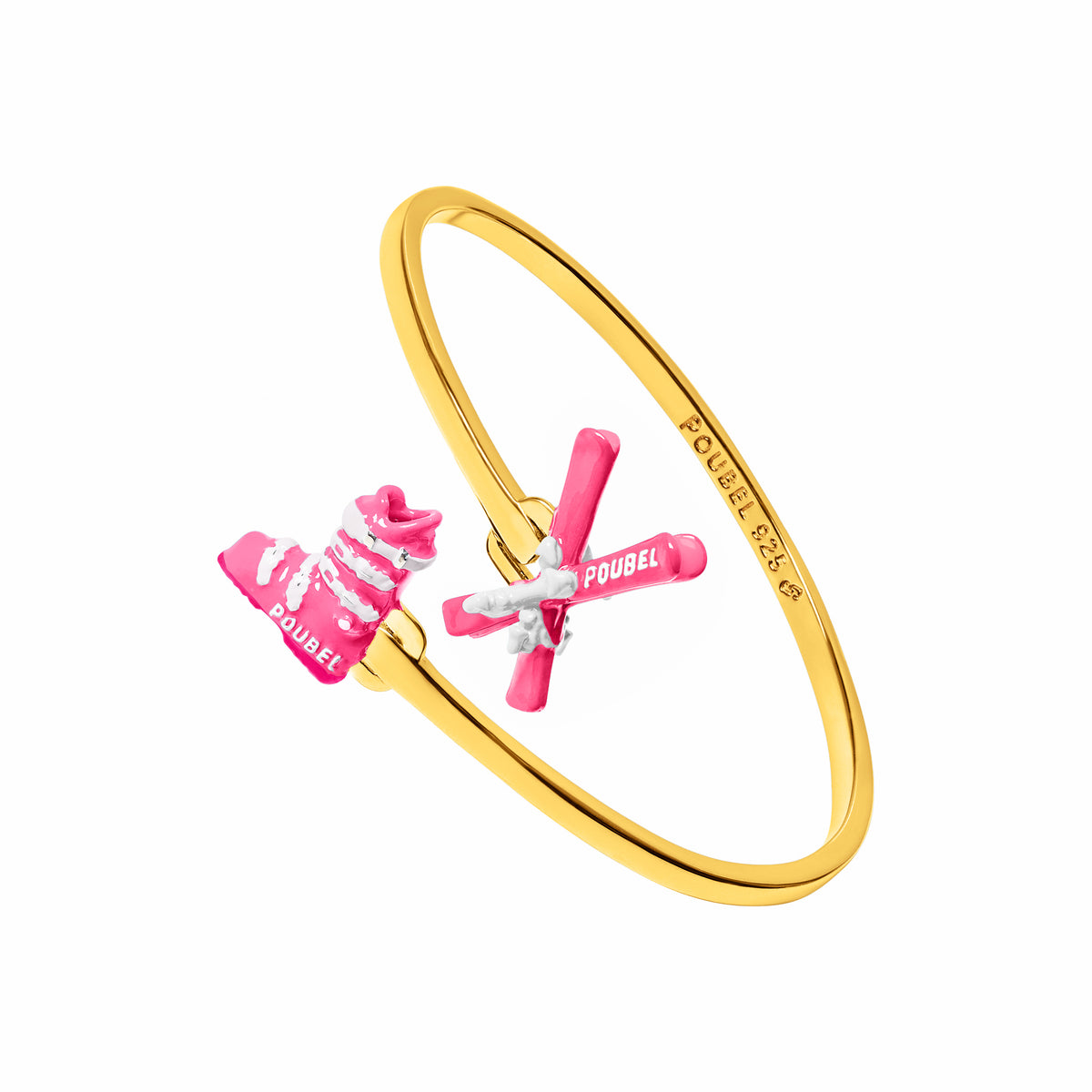 Pink Skis & Pink Ski Boot Bangle (Gold)