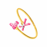 Pink Skis & Pink Ski Boot Bangle (Gold)