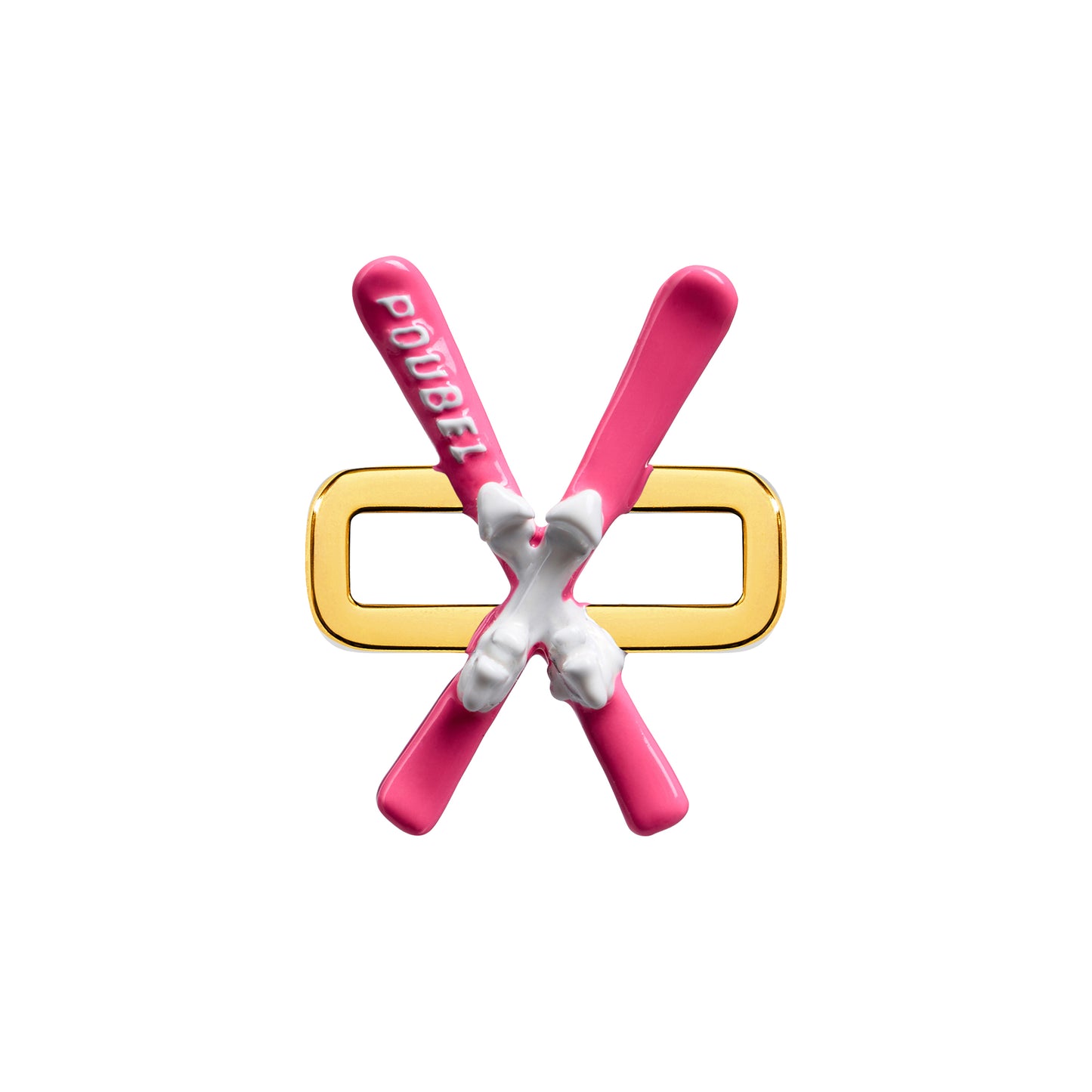 Pink Skis Charm (Gold)