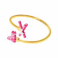 Pink Skis & Pink Ski Boot Bangle (Gold)