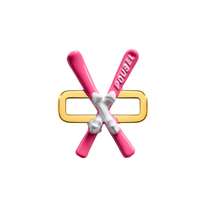 Pink Skis Charm (Gold)