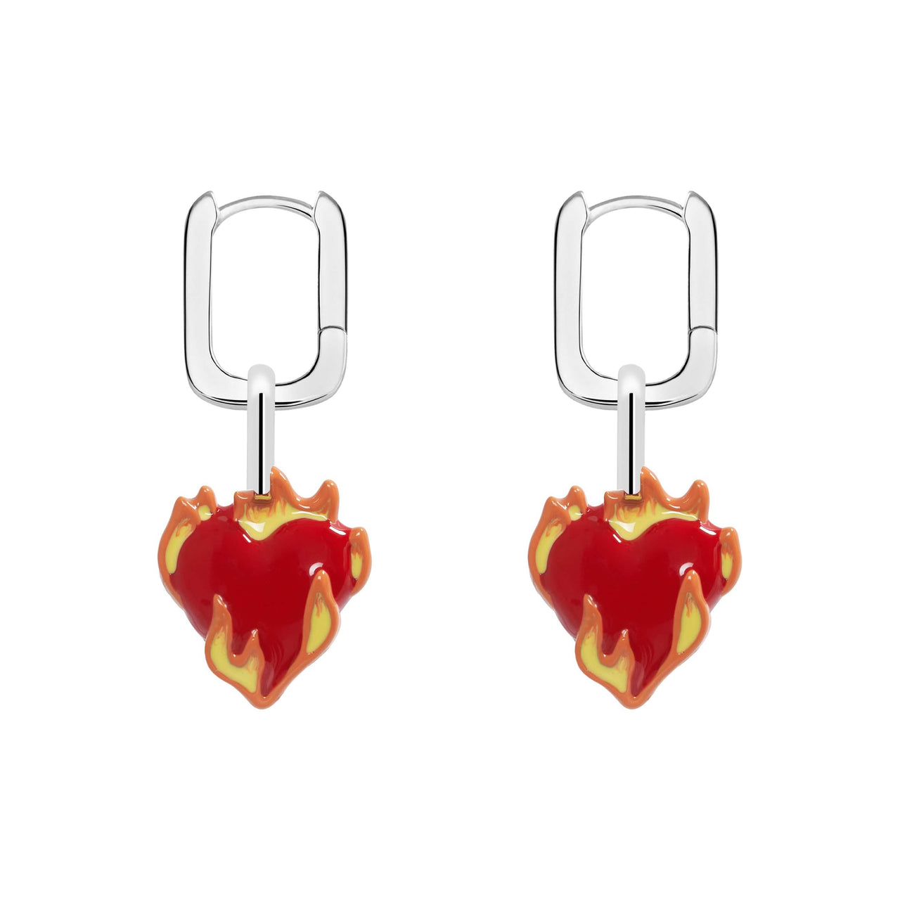 Heart-On-Fire Pendant Earrings