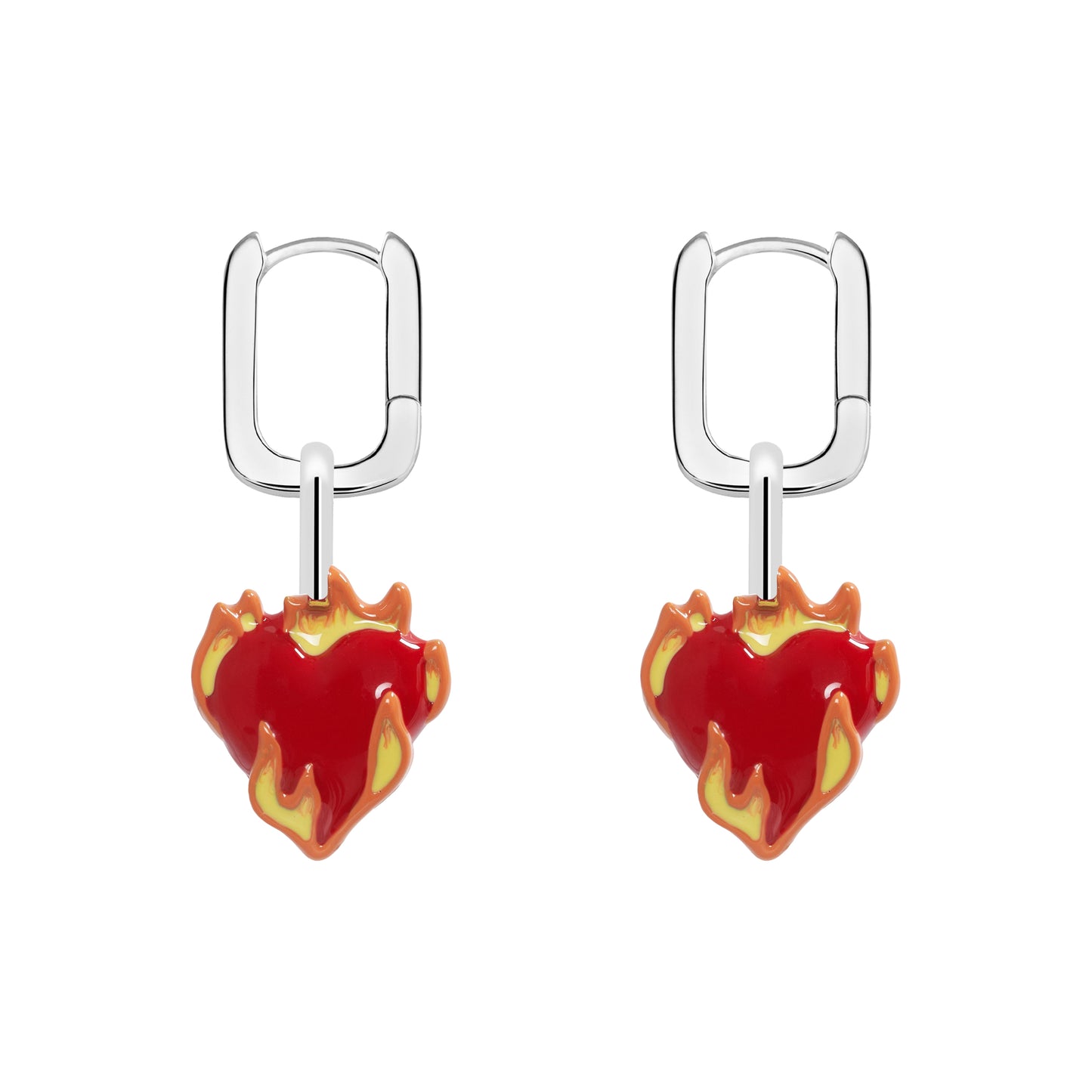 Heart-On-Fire Pendant Earrings