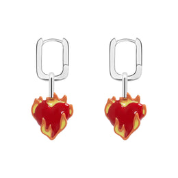 Heart-On-Fire Pendant Earrings