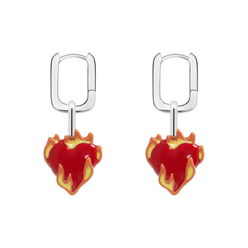Heart-On-Fire Pendant Earrings