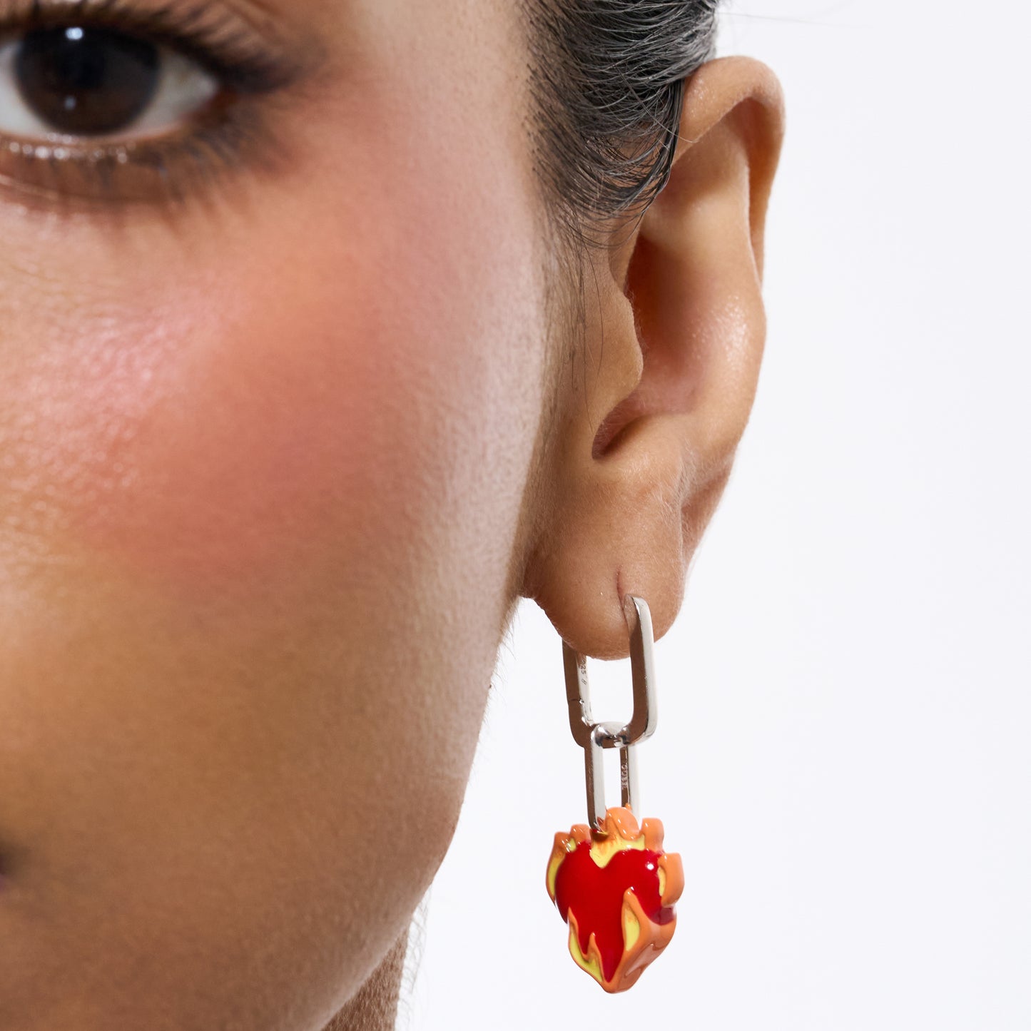 Heart-On-Fire Pendant Earrings