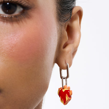 Heart-On-Fire Pendant Earrings