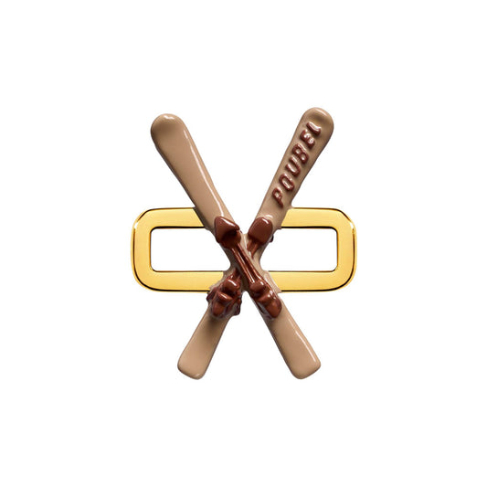 Beige Skis Charm (Gold)