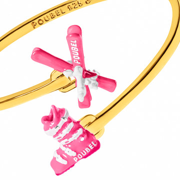 Pink Skis & Pink Ski Boot Bangle (Gold)