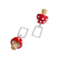 Red Mushroom Pendant Earrings