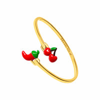 Cherry & Chilli Pepper Bangle (Gold)