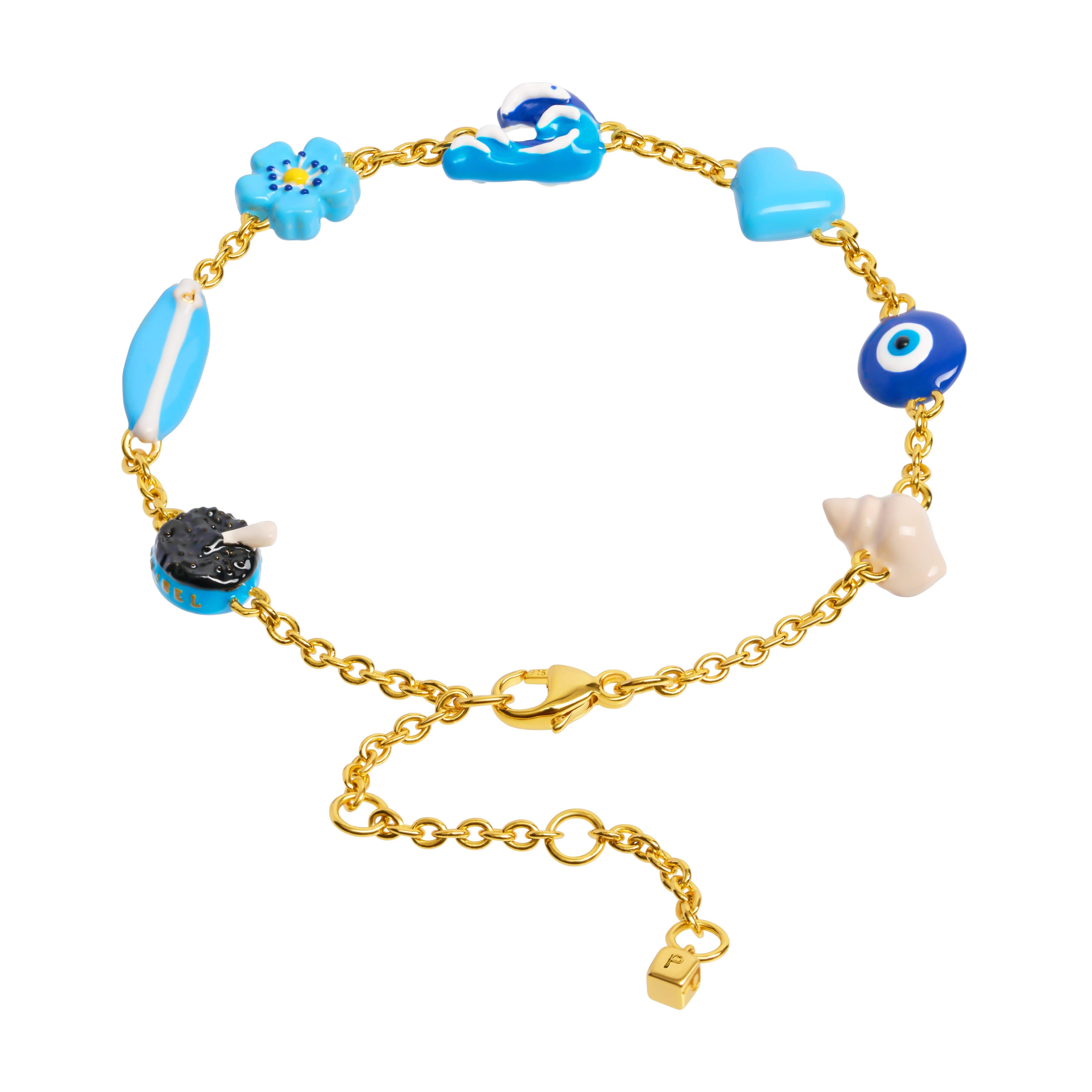Azure Mini Charm Bracelet (Gold) – Poubel