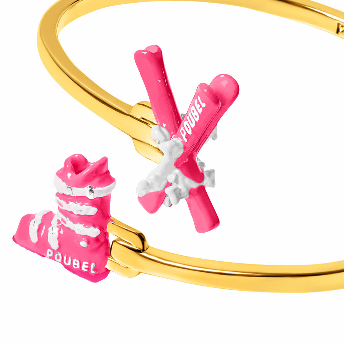 Pink Skis & Pink Ski Boot Bangle (Gold)