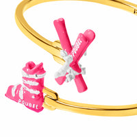 Pink Skis & Pink Ski Boot Bangle (Gold)
