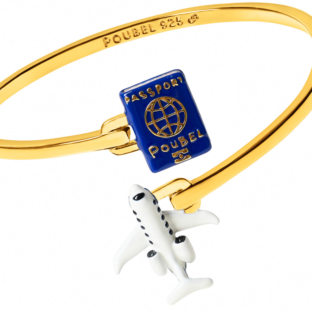 Passport & Jet Bangle (Gold)