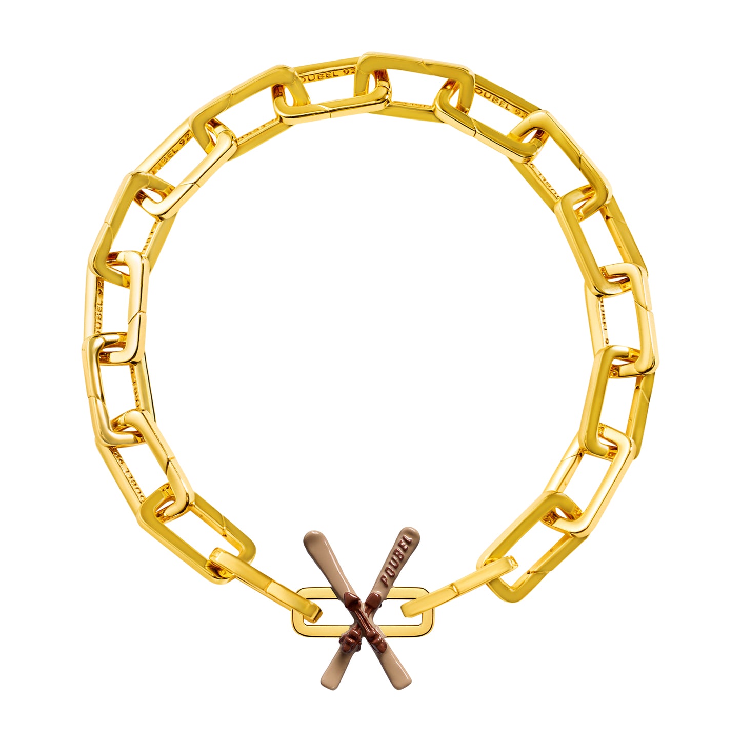 Beige Skis Charm (Gold)