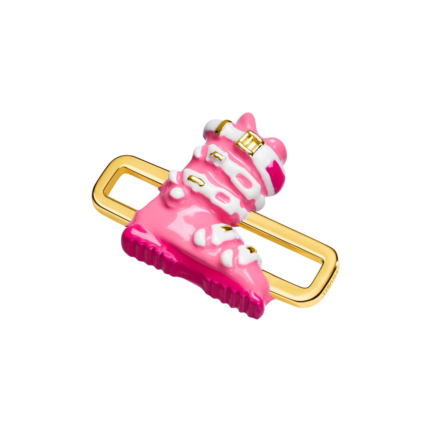 Pink Ski Boot Charm (Gold)