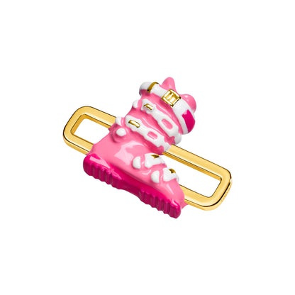 Pink Ski Boot Charm (Gold)