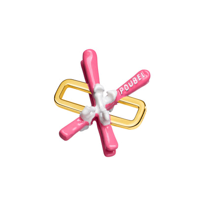 Pink Skis Charm (Gold)