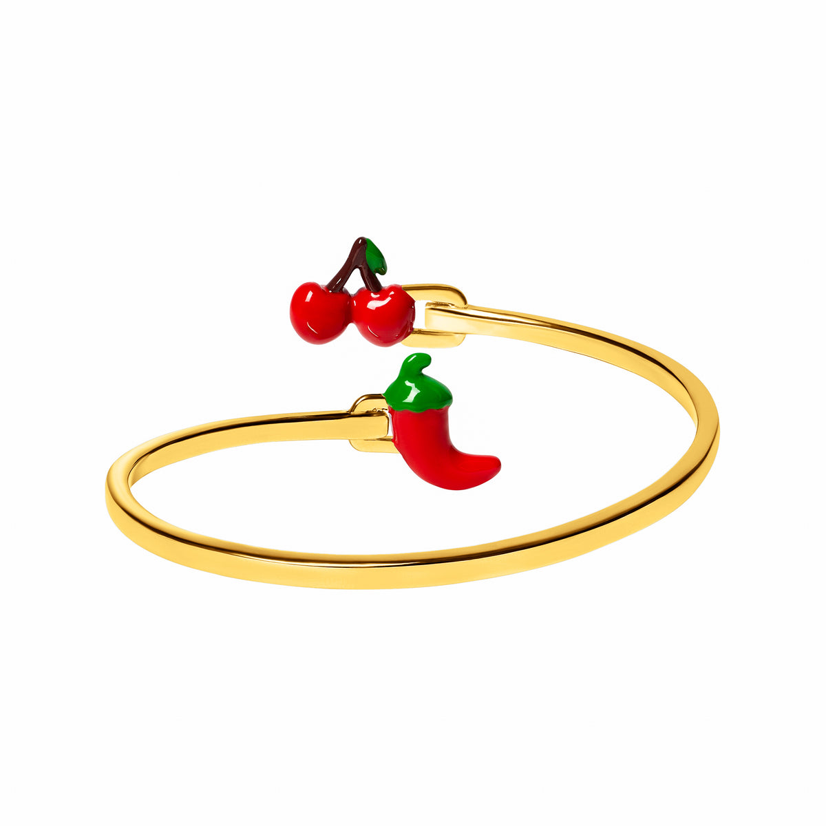 Cherry & Chilli Pepper Bangle (Gold)