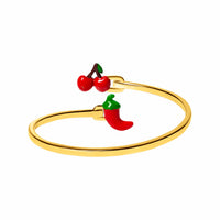 Cherry & Chilli Pepper Bangle (Gold)
