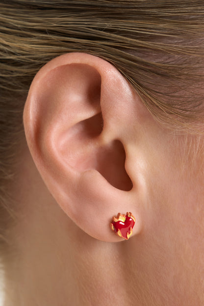 Heart-On-Fire Stud Earrings