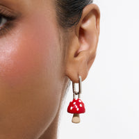 Red Mushroom Pendant Earrings