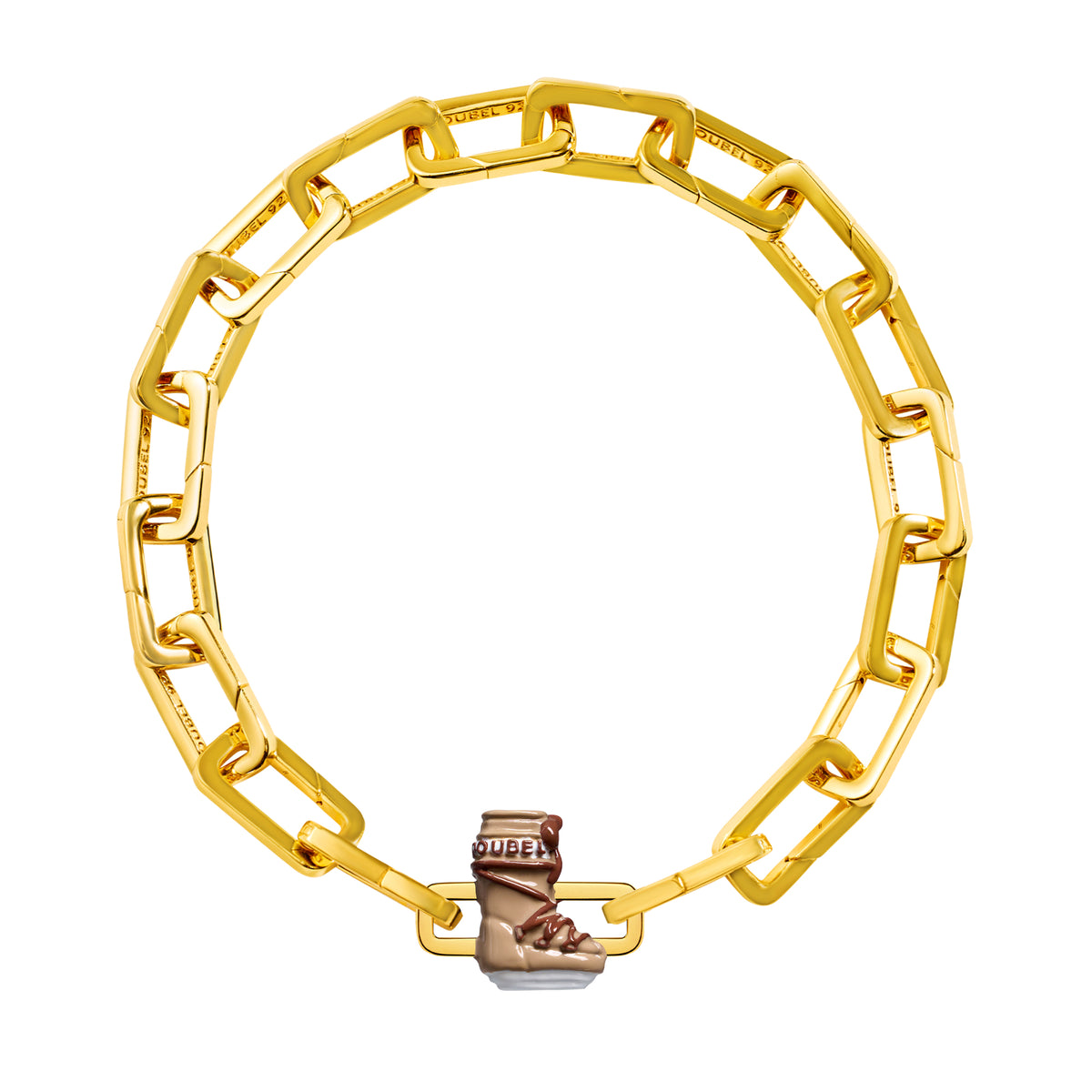 Beige Snowboot Charm (Gold)