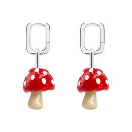 Red Mushroom Pendant Earrings