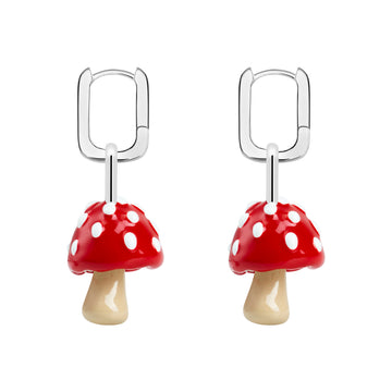 Red Mushroom Pendant Earrings