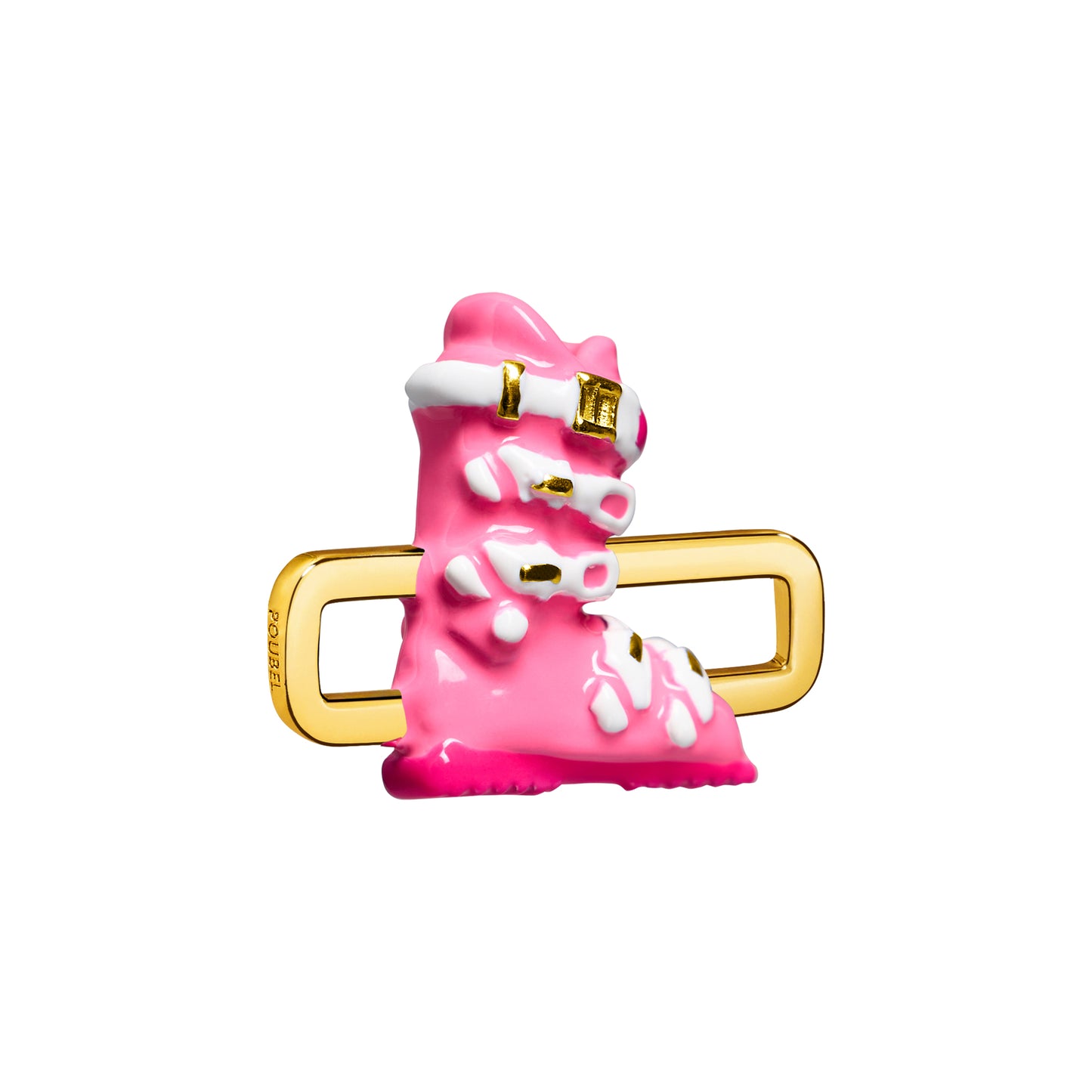 Pink Ski Boot Charm (Gold)