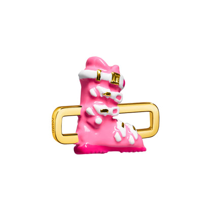 Pink Ski Boot Charm (Gold)